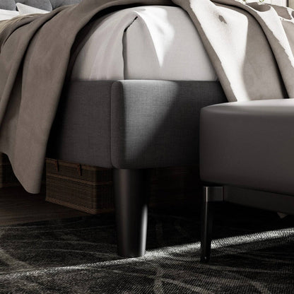 King Black Linen Upholstered Platform Bed Frame with Button-Tufted Headboard - Tampa Home & Garden Store