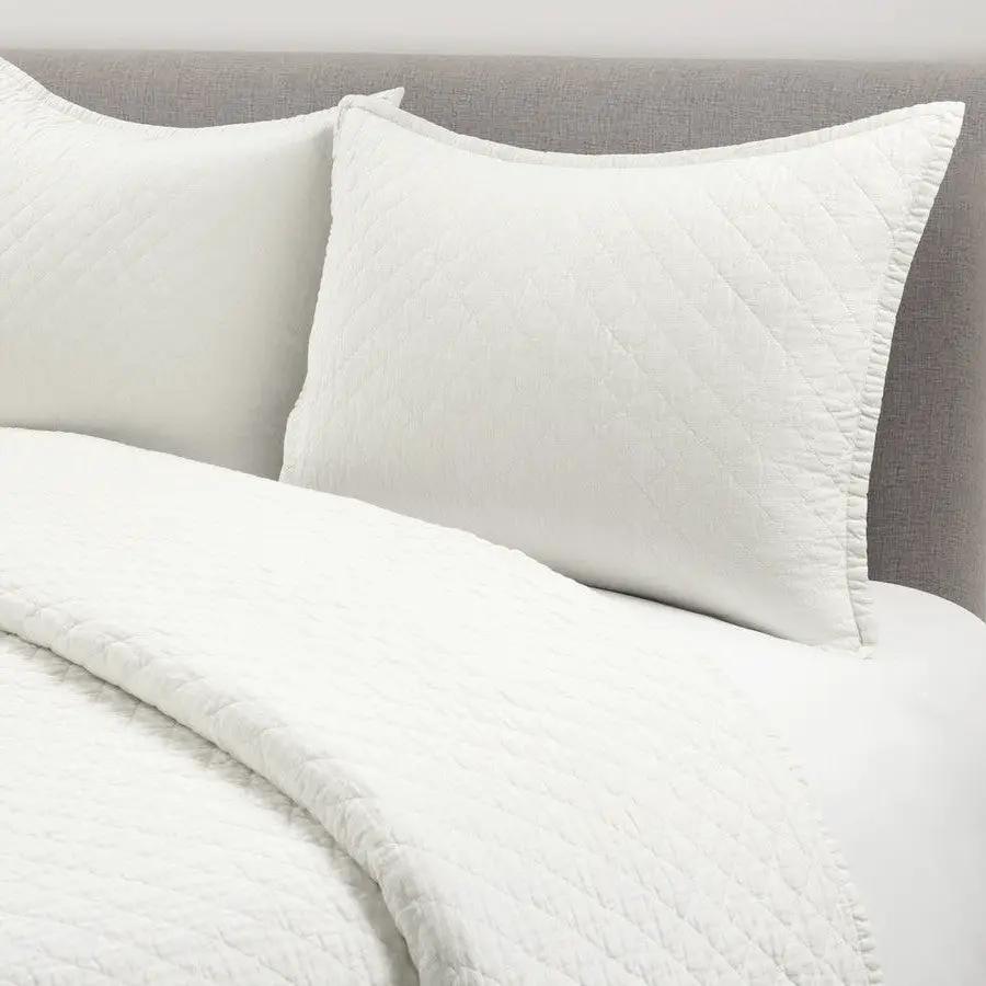 King/CAL King Lightweight Cotton Linen White Reversible 3-PC Quilt Set - Tampa Home & Garden Store