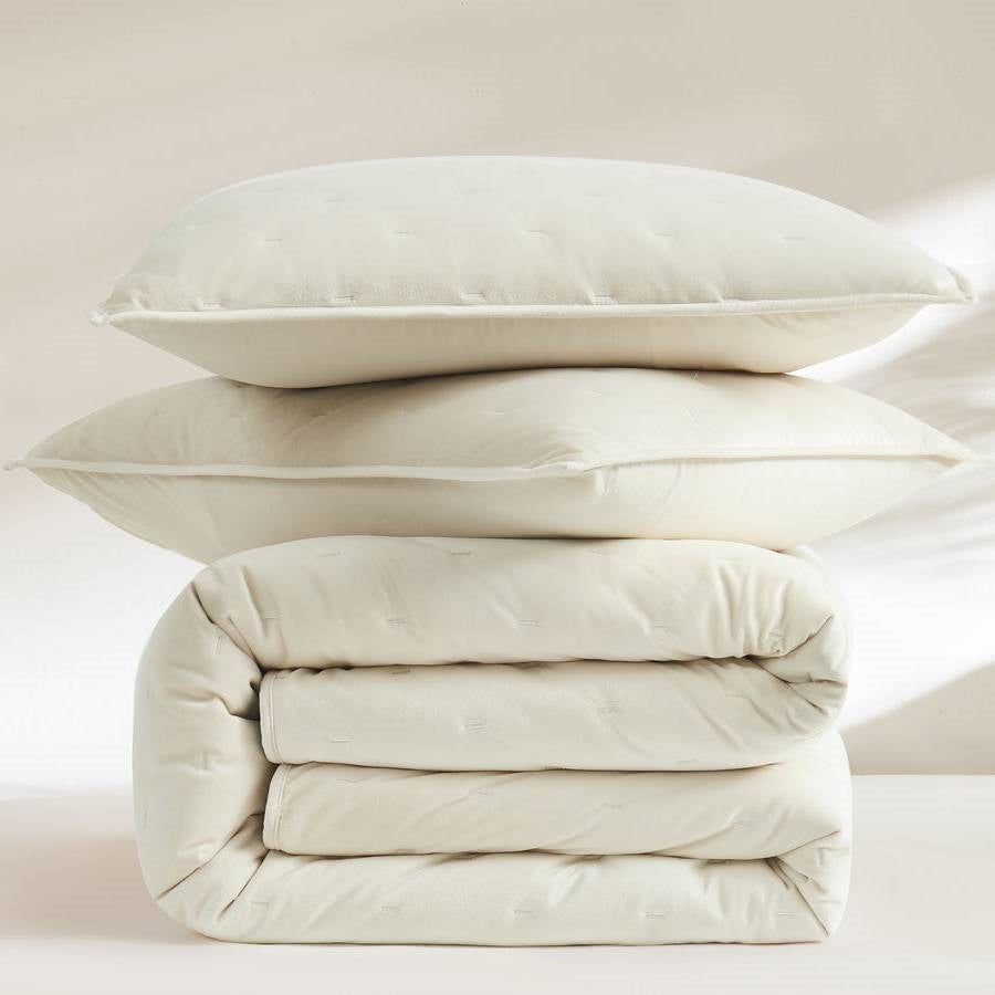 King/CAL King Size 3-Piece Cream Velvet Embroidered Super Soft Quilt Set - Tampa Home & Garden Store