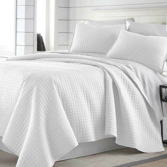 King/Cal King Lightweight White Ultra Soft 3-Piece Microfiber Quilt Set - Tampa Home & Garden Store