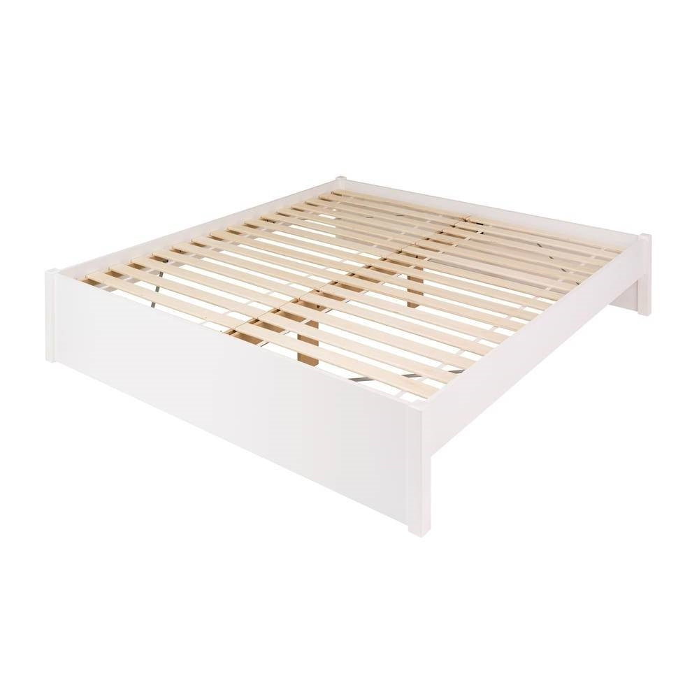 King Size White Wooden 4 Post Platform Bed Frame - Tampa Home & Garden Store