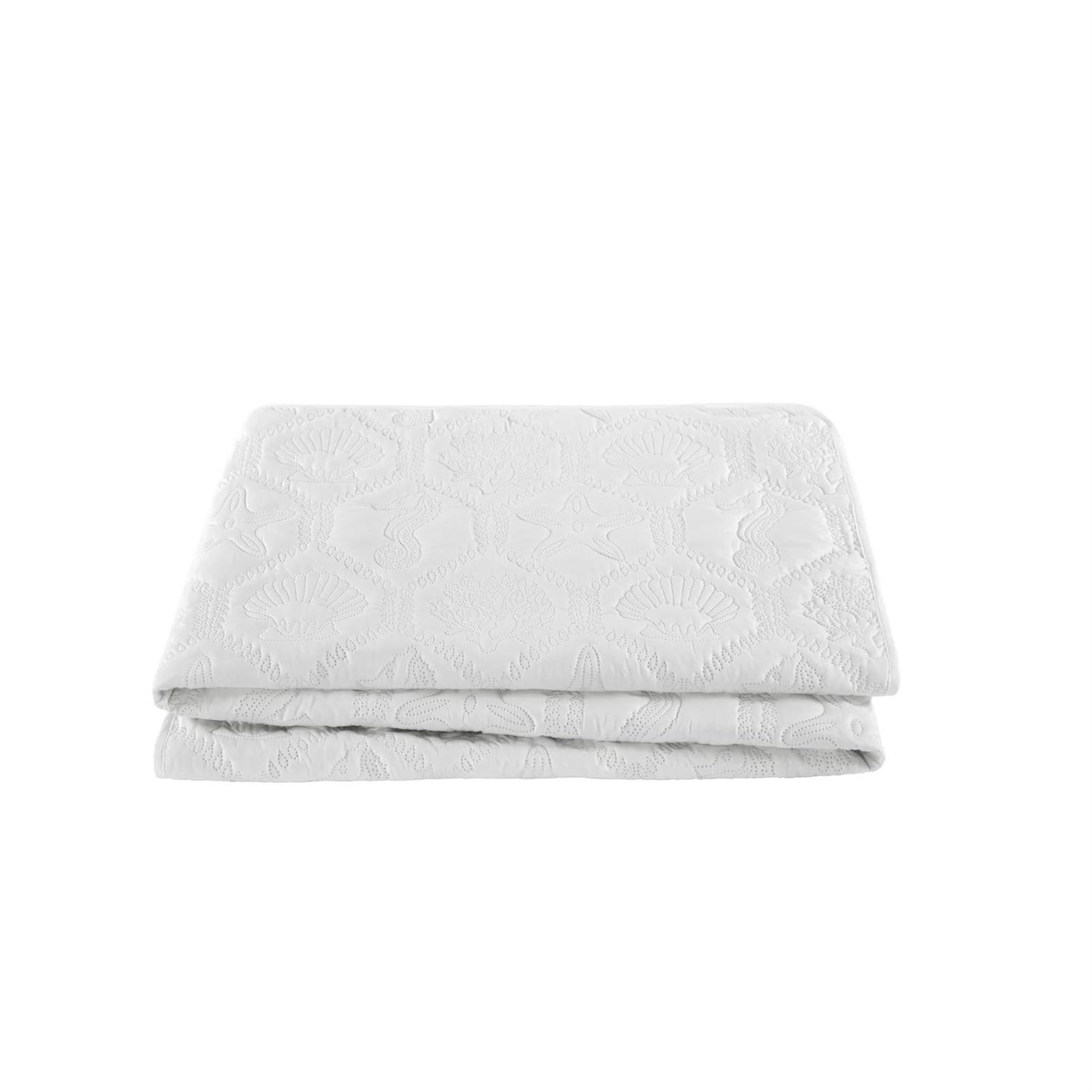 King size Coastal Beach Seashells Starfish Sea Horse White 3-Piece Quilt Set - Tampa Home & Garden Store