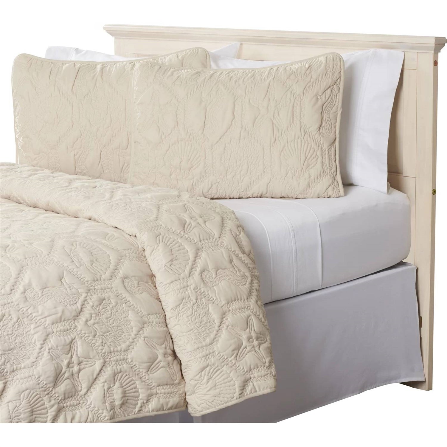 King size Coastal Beach Starfish Seashells Sea Horse Sand Tan 3-Piece Quilt Set - Tampa Home & Garden Store