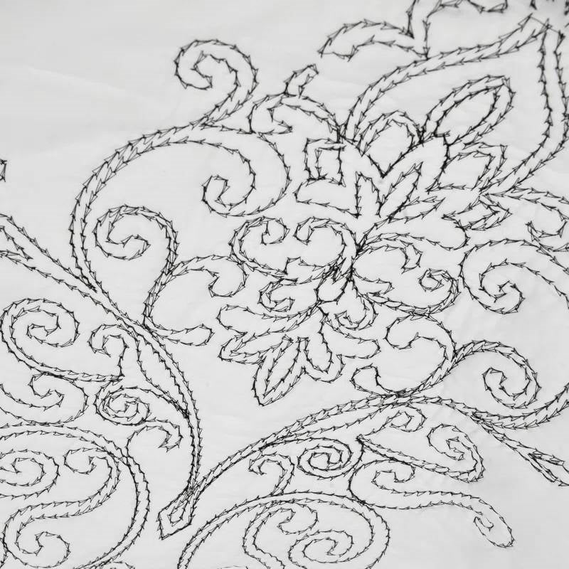 King size White Damask Embroidered 4 Piece Oversized Bedspread Set - Tampa Home & Garden Store