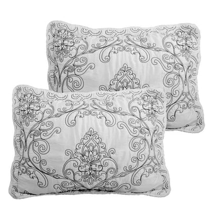 King size White Damask Embroidered 4 Piece Oversized Bedspread Set - Tampa Home & Garden Store