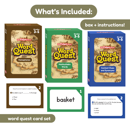 Word Quest card set 3: Homophones, Multisyllable Words, Clues for grades 3–5 Fidget Games on Tampa Home & Garden Store
