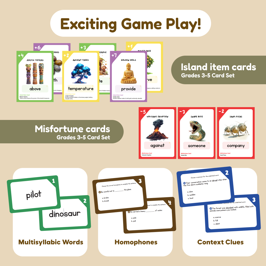 King Komodo Expansion 3-5 Card Packs by The Fidget Games educational island item and word cards on Tampa Home & Garden Store