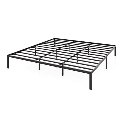 Base de cama de metal de tamaño matrimonial/queen/king con somier de láminas de alta resistencia, base para colchón - Tamaño King