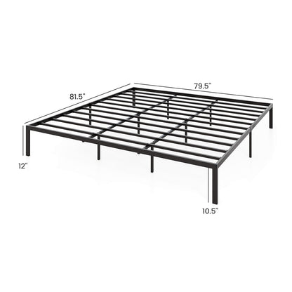 Base de cama de metal de tamaño matrimonial/queen/king con somier de láminas de alta resistencia, base para colchón - Tamaño King