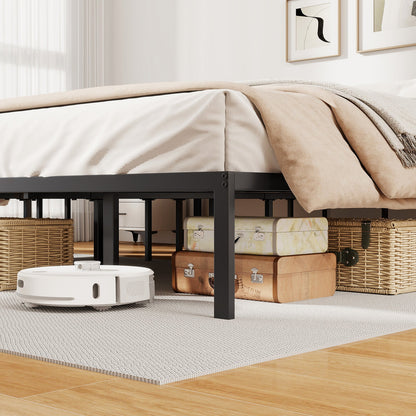 Base de cama de metal de tamaño matrimonial/queen/king con somier de láminas de alta resistencia, base para colchón - Tamaño King