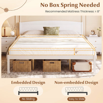 King Size wooden platform bed frame with curved headboard in white DirectDeals on Tampa Home & Garden Store
