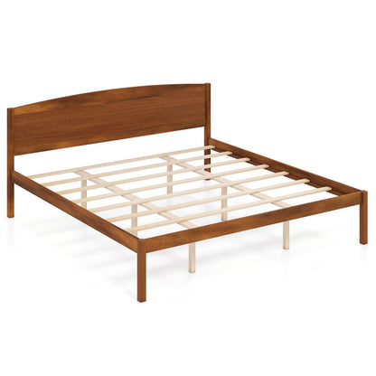 King Size wooden platform bed frame with curved headboard in warm brown DirectDeals on Tampa Home & Garden Store