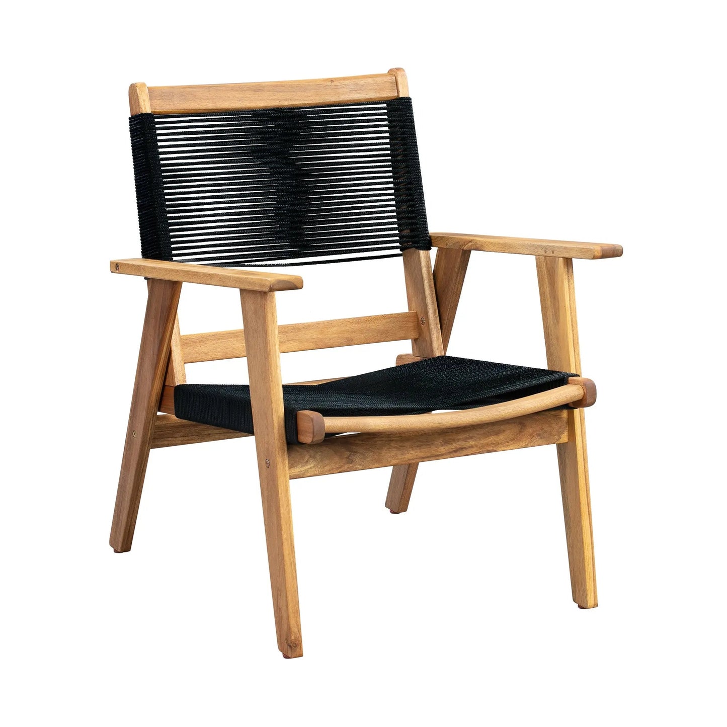 Kingsmen Armchair wooden frame with black woven cord back and seat outdoor armchair on Tampa Home & Garden Store
