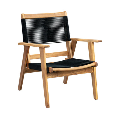 Kingsmen Armchair wooden frame with black woven cord back and seat outdoor armchair on Tampa Home & Garden Store