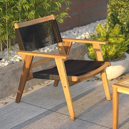 Kingsmen Armchairs, pair with wooden frames and black woven seats for indoor/outdoor use on Tampa Home & Garden Store