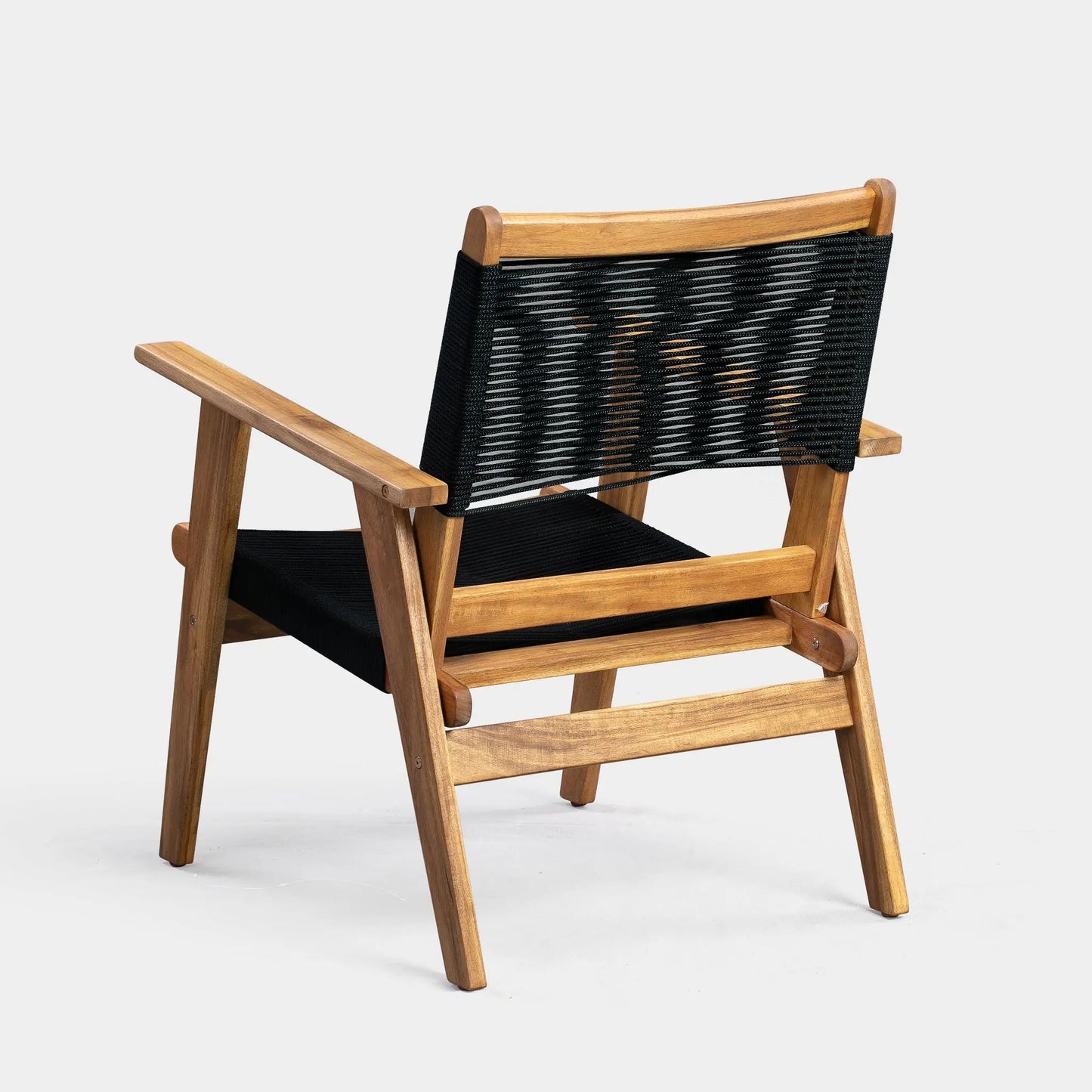 Kingsmen Armchair with natural wood frame and black woven seat Fire Sense/Balkene on Tampa Home & Garden Store