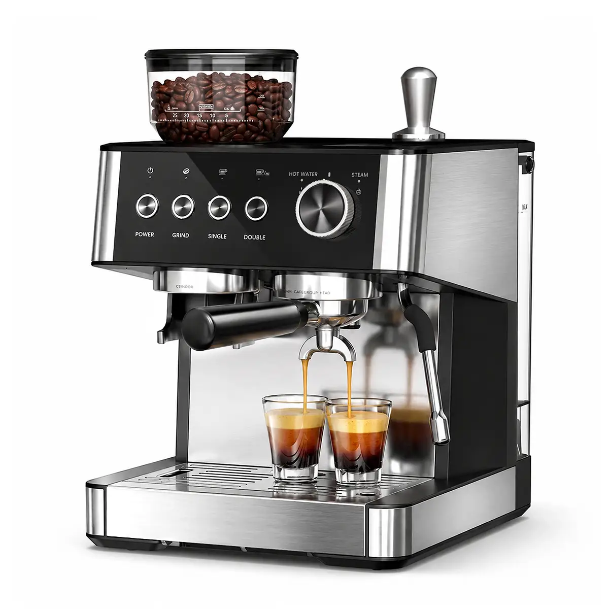 Kismile espresso machine with 20 Bar, stainless body and top bean hopper on Tampa Home & Garden Store
