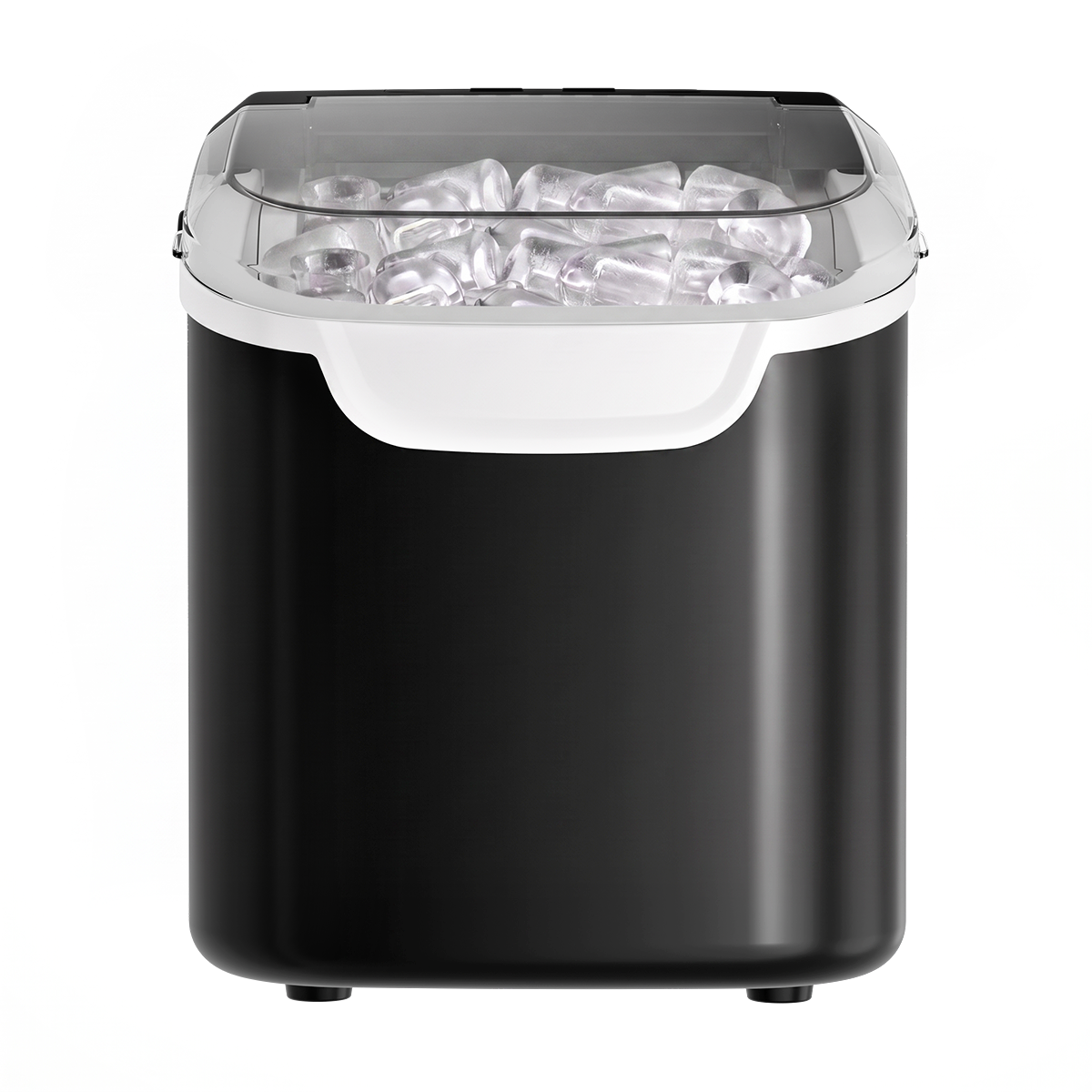 Kismile countertop ice maker black finish with transparent lid and ice cubes on Tampa Home & Garden Store