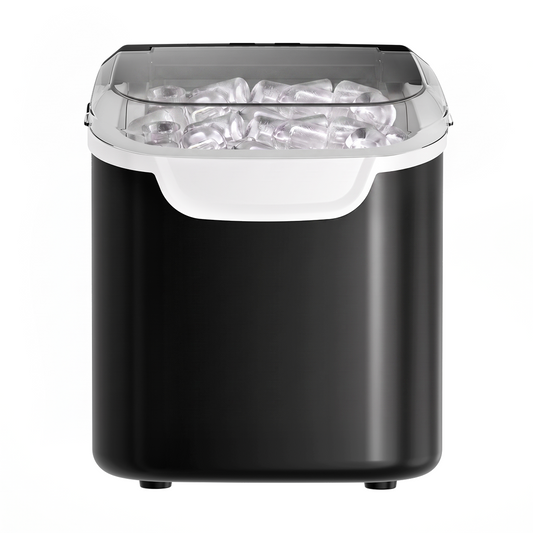 Kismile countertop ice maker black finish with transparent lid and ice cubes on Tampa Home & Garden Store