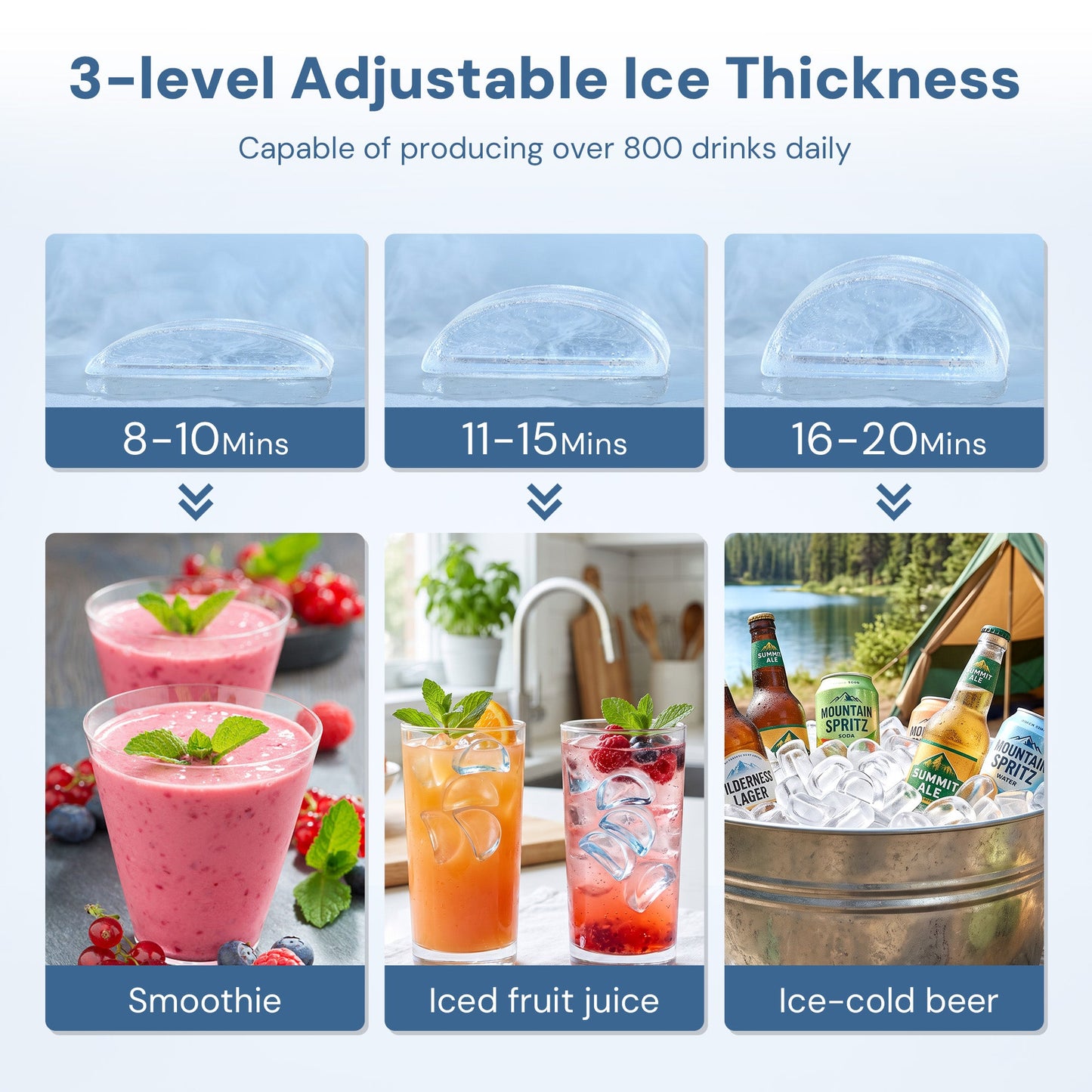 Freestanding Ice Maker Z5845A 265 Lbs by Kismile with 3-level adjustable ice thickness on Tampa Home & Garden Store