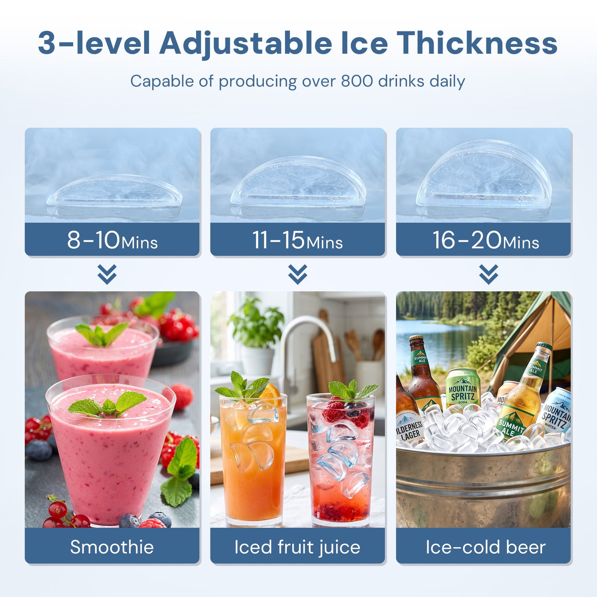 Freestanding Ice Maker Z5845A 265 Lbs by Kismile with 3-level adjustable ice thickness on Tampa Home & Garden Store