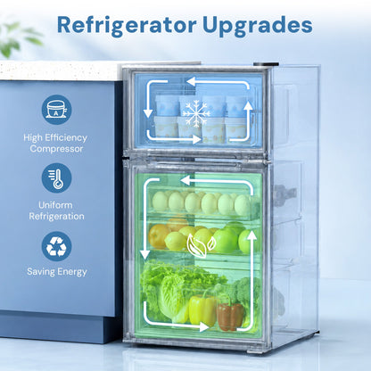 Kismile 3.2 cu ft mini refrigerator with freezer, compact home refrigerator in blue on Tampa Home & Garden Store