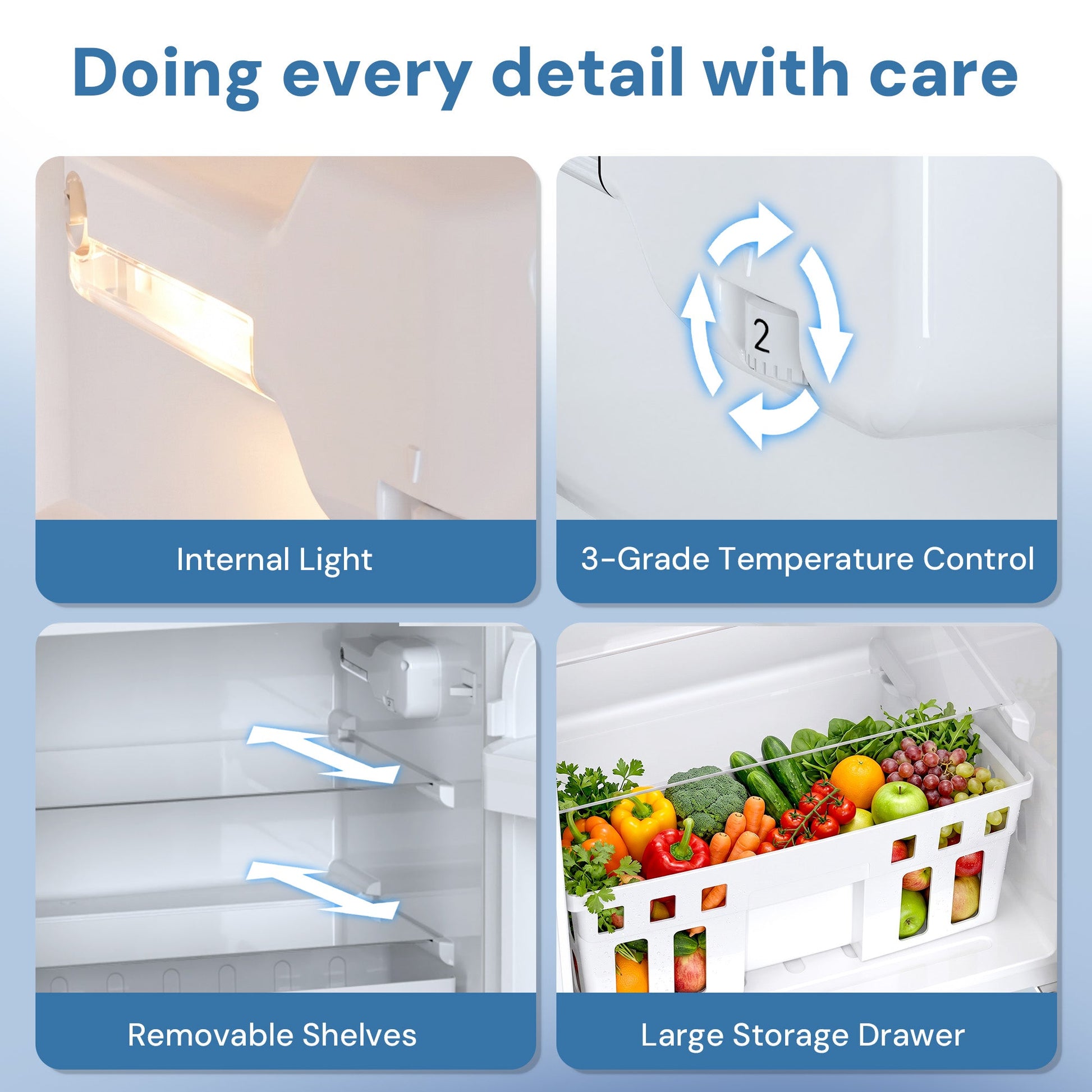 Kismile 3.2 cu ft mini refrigerator with freezer, white compact fridge with internal light on Tampa Home & Garden Store