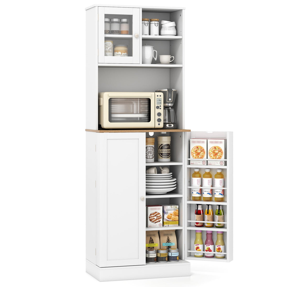 Kitchen Pantry Cabinet 67-inch freestanding white with microwave shelf by DirectDeals on Tampa Home & Garden Store