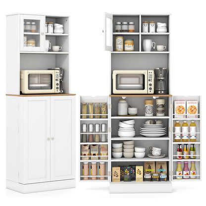 Kitchen Pantry Cabinet 67in freestanding white with microwave shelf by DirectDeals on Tampa Home & Garden Store