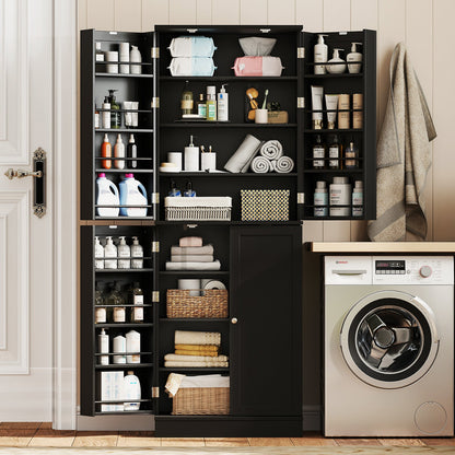 Kitchen Pantry Cabinet 65.5 Inch Freestanding Tall Buffet Cupboard