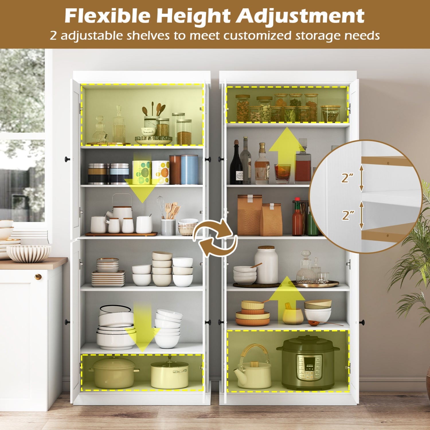 DirectDeals kitchen pantry cabinet set of two with 2 adjustable shelves and anti-tip kits, white on Tampa Home & Garden Store