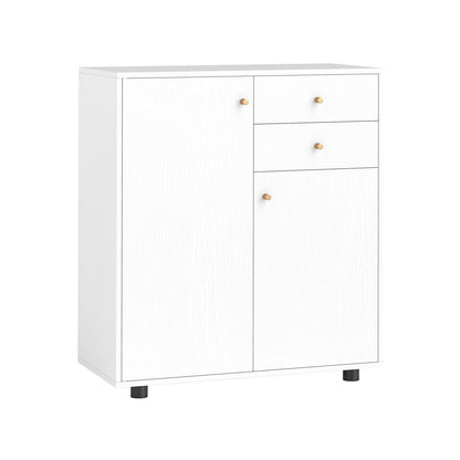 Kitchen Sideboard Buffet Cabinet Coffee Bar Cabinet with 2 Drawers 2 Doors and 3 Adjustable Shelves-White