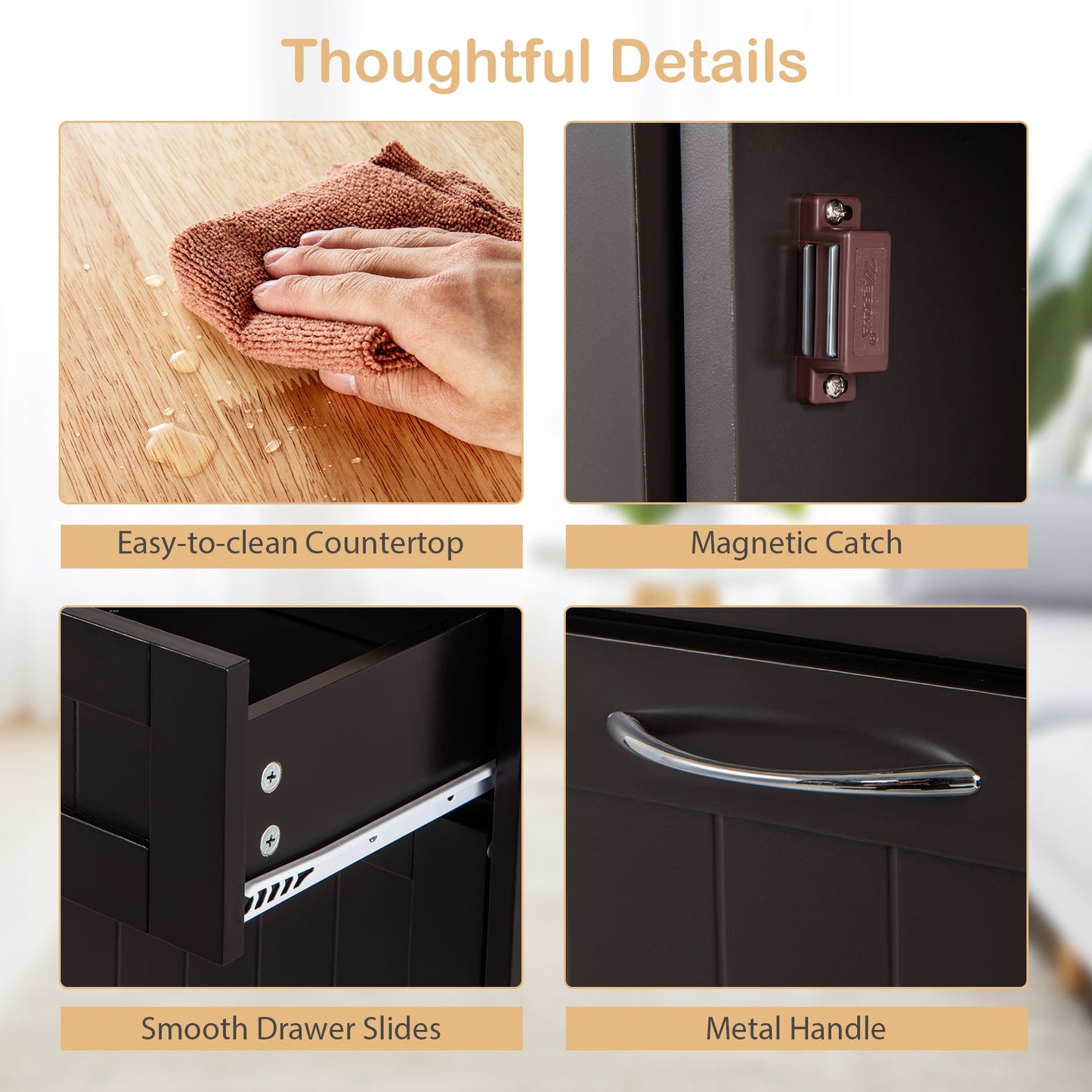 Kitchen Tilt Out Trash Cabinet with 2 Drawers and Adjustable Shelf