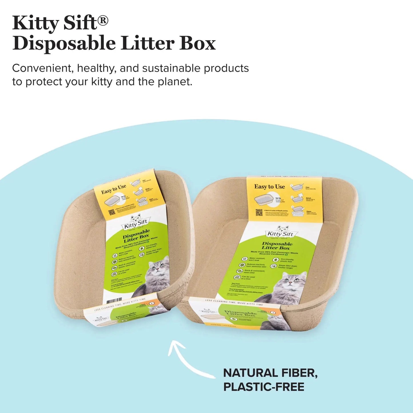 Kitty Sift Eco-Friendly Disposable Litter Box – Breathable, Odor-Reducing, Reusable & Biodegradable – Made from 100% Recycled Cardboard - Tampa Home & Garden Store