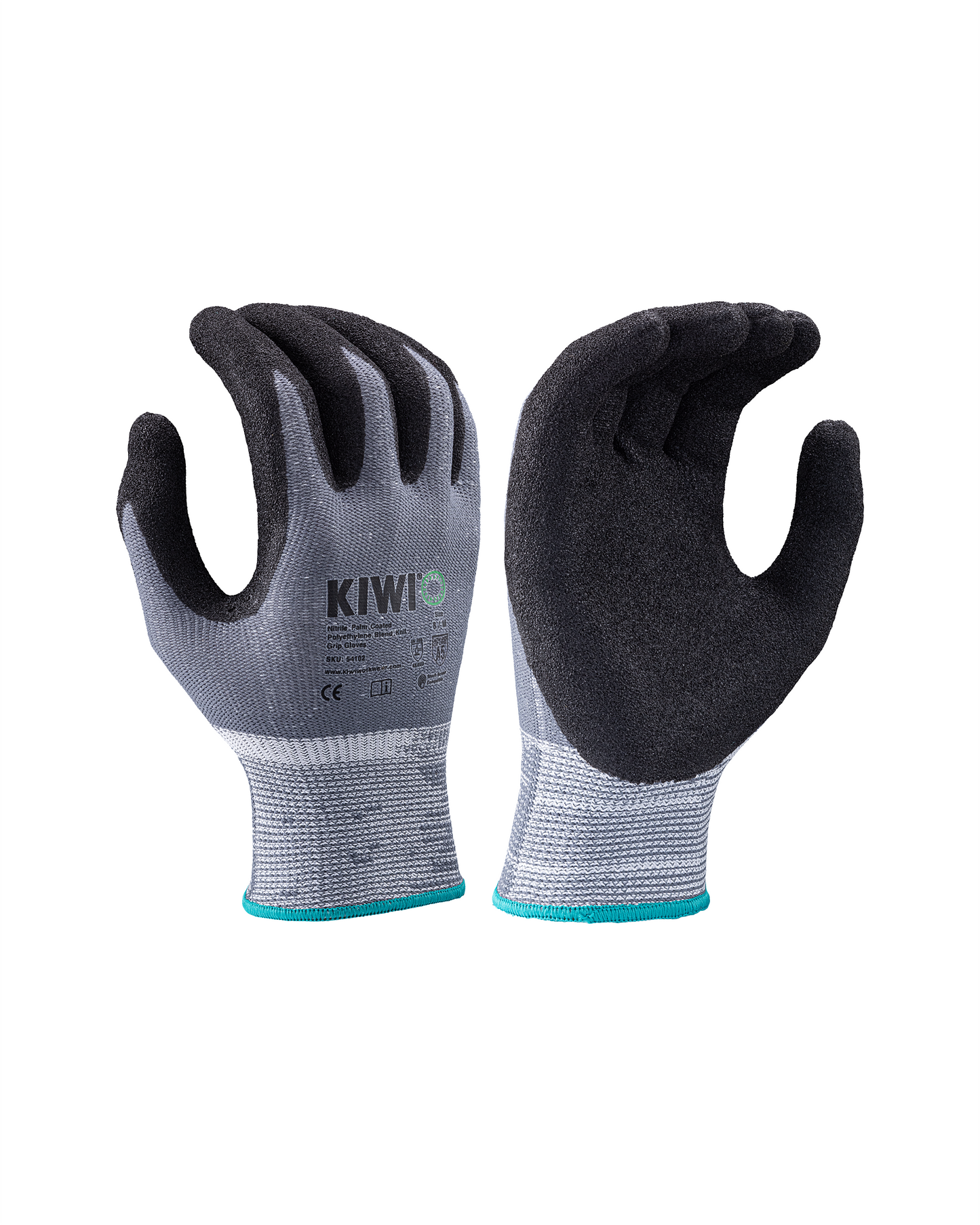 Kiwi A5 Cut Resistant Nitrile Palm Coated Polyethylene Blend Knit Grey Grip Gloves [R55100] - Tampa Home & Garden Store