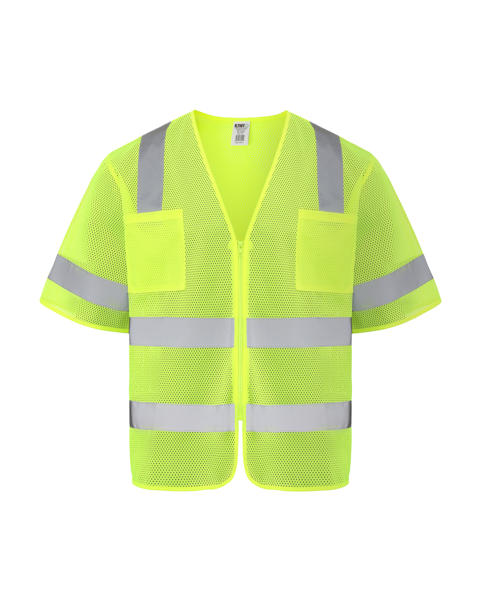 Kiwi High Visibility ANSI/ISEA 107-2020, Type R, Class 3 Dual Band Neon Short Sleeve Safety Vest [R72200] - Tampa Home & Garden Store