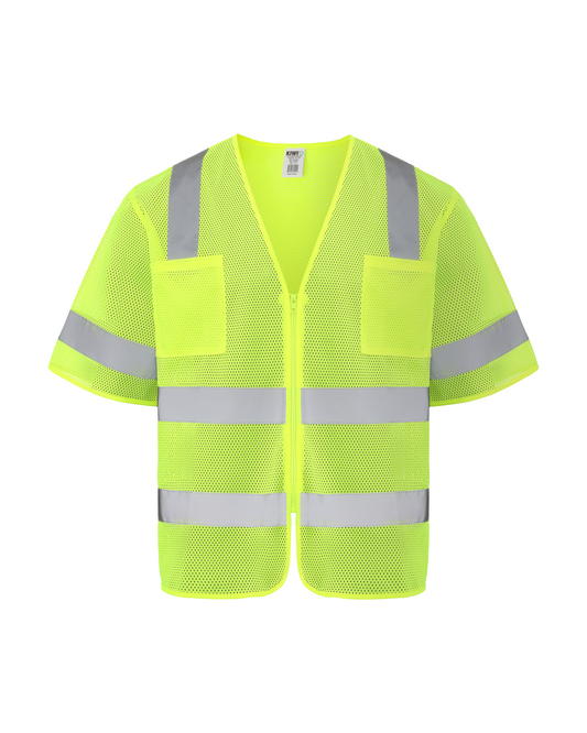 Kiwi High Visibility ANSI/ISEA 107-2020, Type R, Class 3 Dual Band Neon Short Sleeve Safety Vest [R72200] - Tampa Home & Garden Store