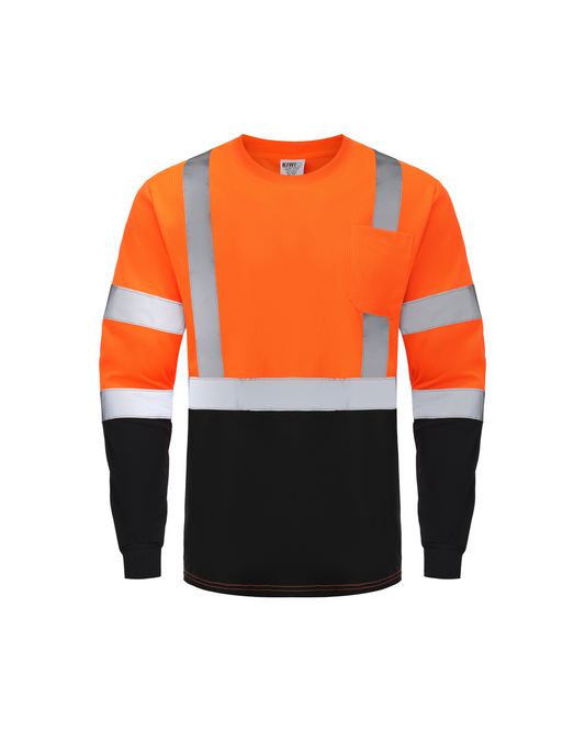 Kiwi High Visibility ANSI/ISEA 107-2020, Type R, Class 3 Two Tone Orange Long Sleeve Safety Shirt [R73200] - Tampa Home & Garden Store