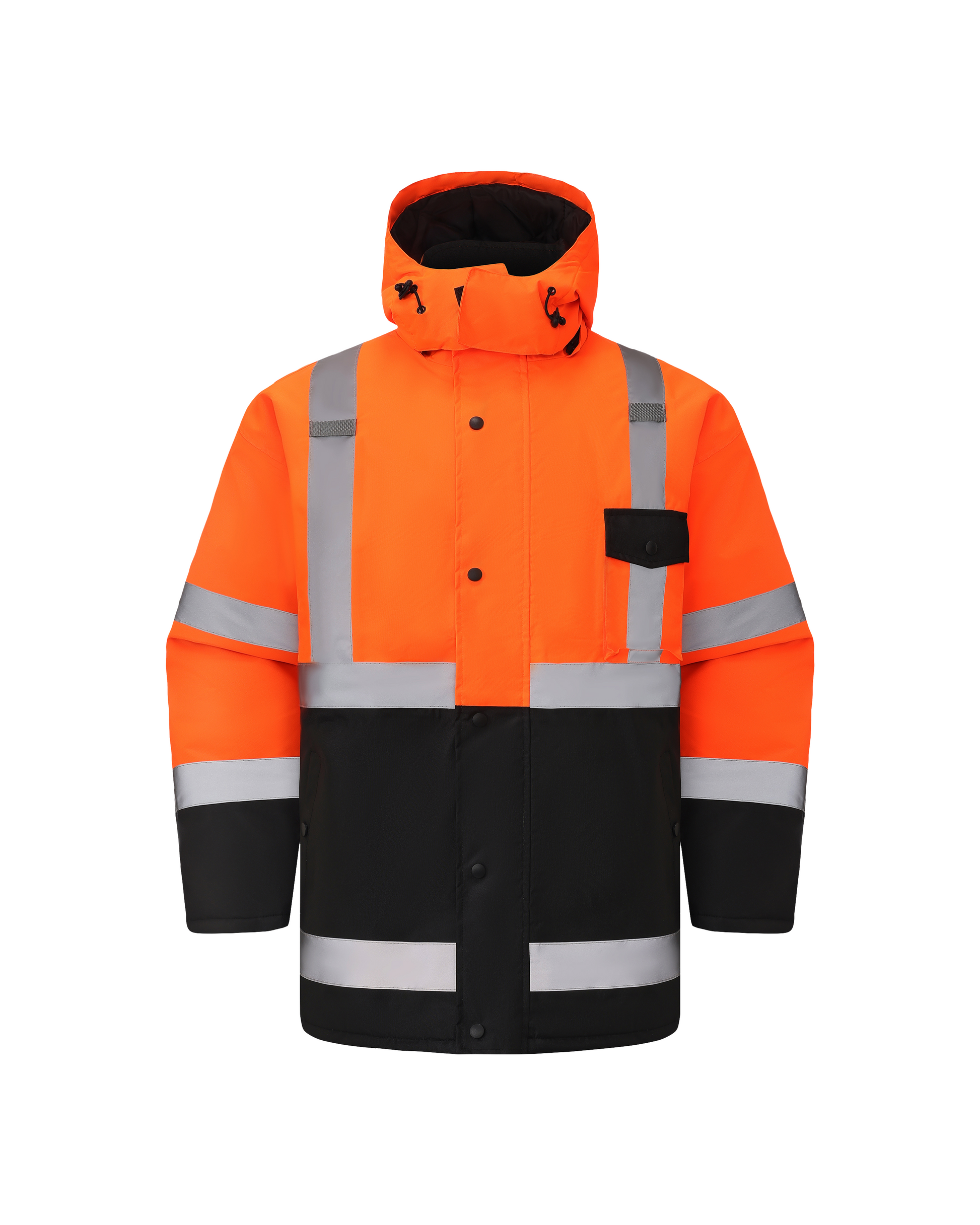 Kiwi High Visibility Hooded & Quilt Lined ANSI/ISEA 107-2020, Type R, Class 3 Two Tone Water Resistant Orange Safety Jacket [R71400] - Tampa Home & Garden Store