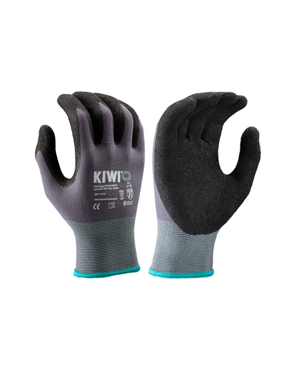 Kiwi PUD Palm Coated Nylon/Spandex Knit Grey Grip Gloves [R53100] - Tampa Home & Garden Store