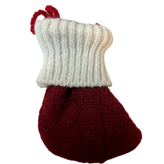 Knitted Red and White Stocking Ornament - Tampa Home & Garden Store