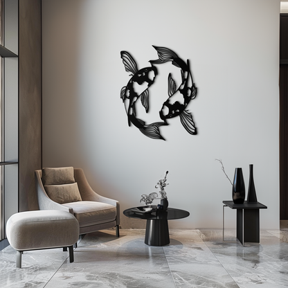 Koi Fish Yin Yang Metal Wall Art - Zen Inspired Steel Wall Decor - KAF083 - Tampa Home & Garden Store