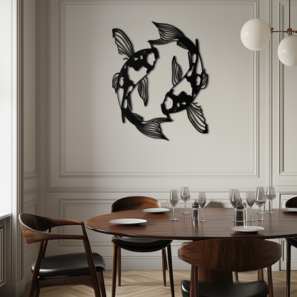 Koi Fish Yin Yang Metal Wall Art - Zen Inspired Steel Wall Decor - KAF083 - Tampa Home & Garden Store