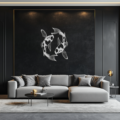 Koi Fish Yin Yang Metal Wall Art - Zen Inspired Steel Wall Decor - KAF083 - Tampa Home & Garden Store