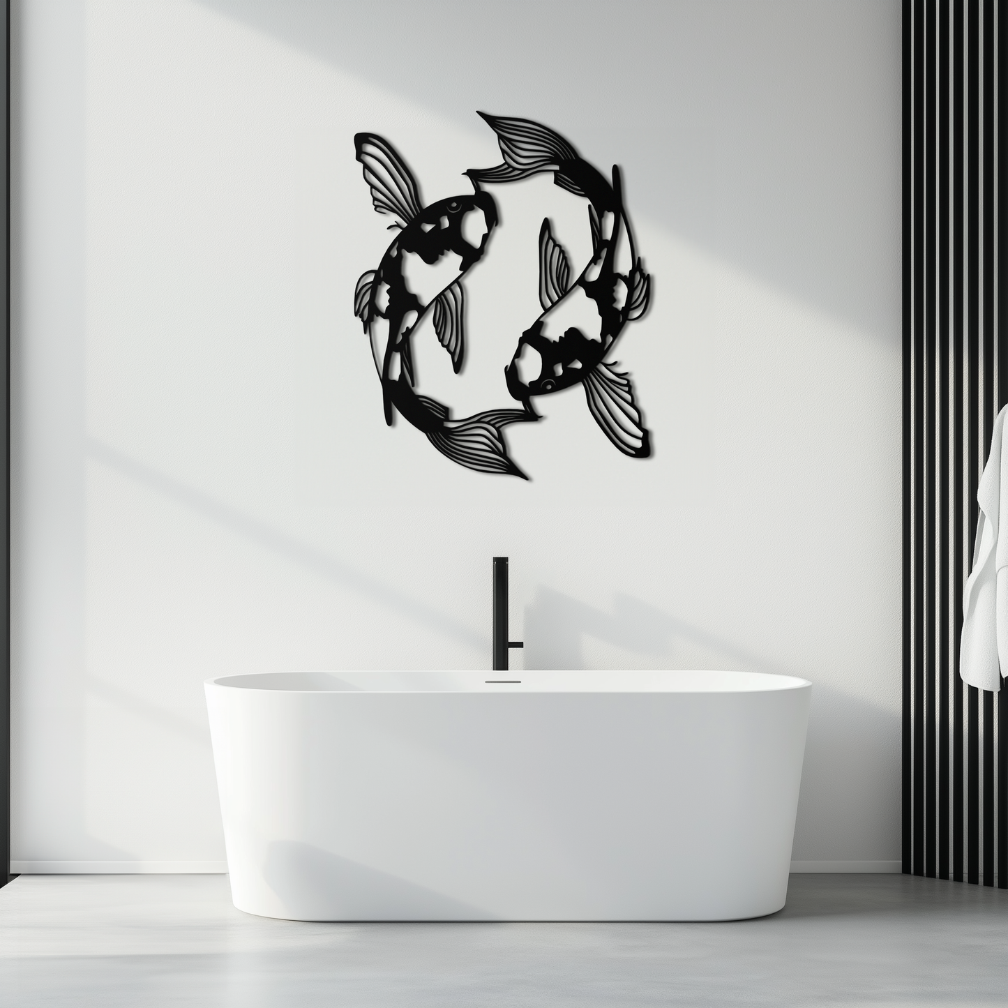 Koi Fish Yin Yang Metal Wall Art - Zen Inspired Steel Wall Decor - KAF083 - Tampa Home & Garden Store