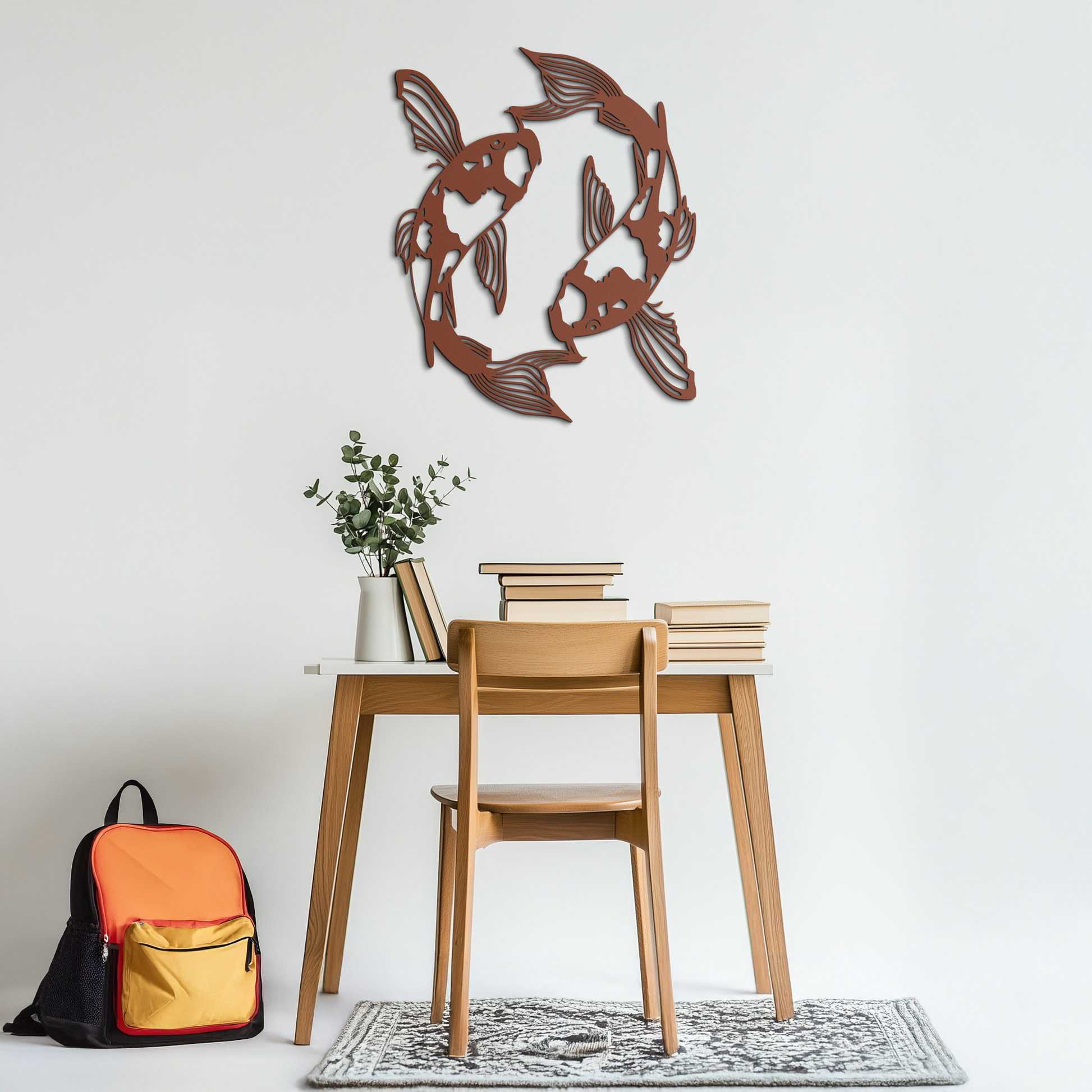 Koi Fish Yin Yang Metal Wall Art - Zen Inspired Steel Wall Decor - KAF083 - Tampa Home & Garden Store