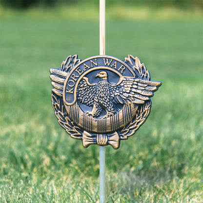 Korean War Veteran Grave Marker & Flag Holder with Aluminum Ground Spike | Made in USA - Tampa Home & Garden Store