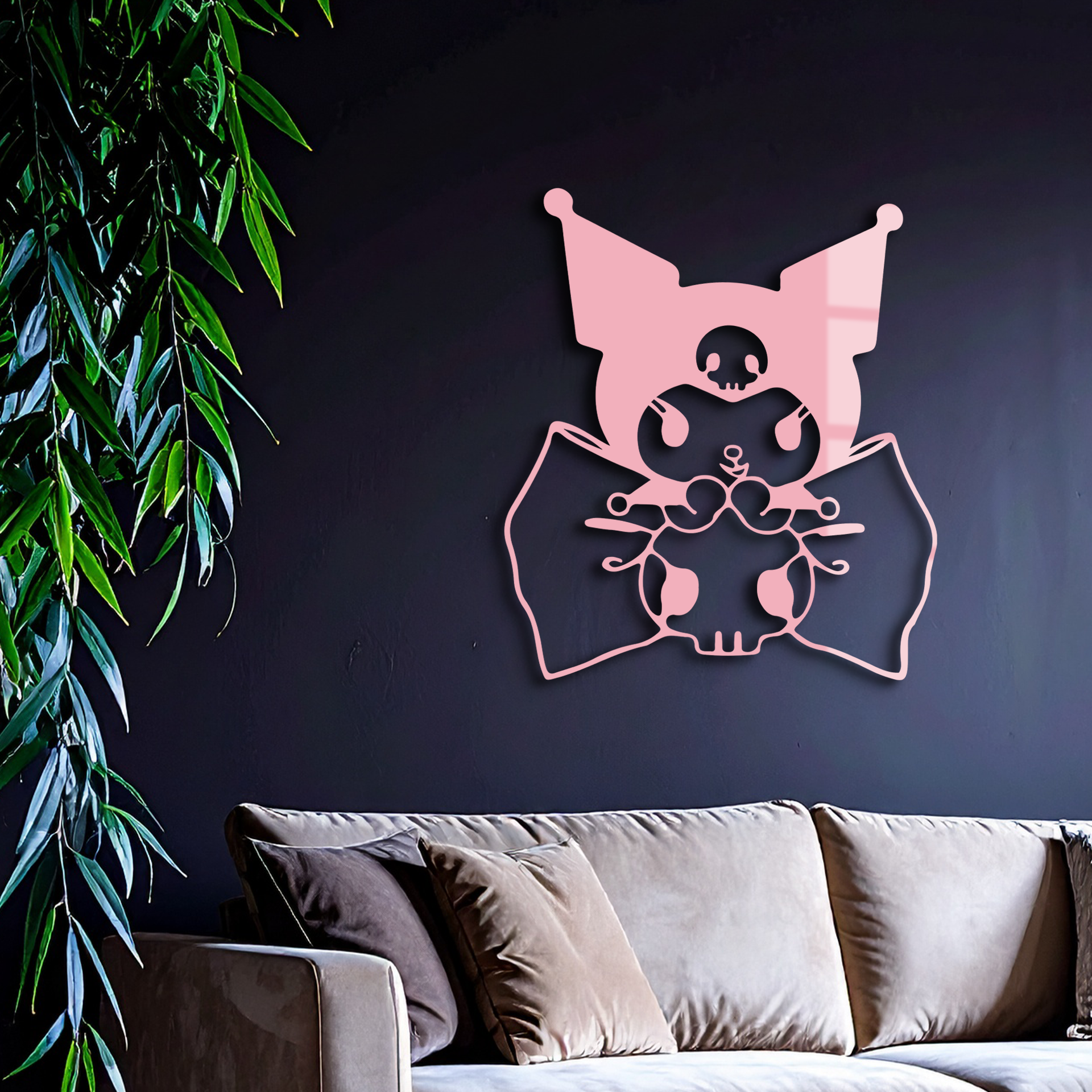 Kuromi Character Silhouette – Pink Metal Wall Art - KAFGP168 - Tampa Home & Garden Store