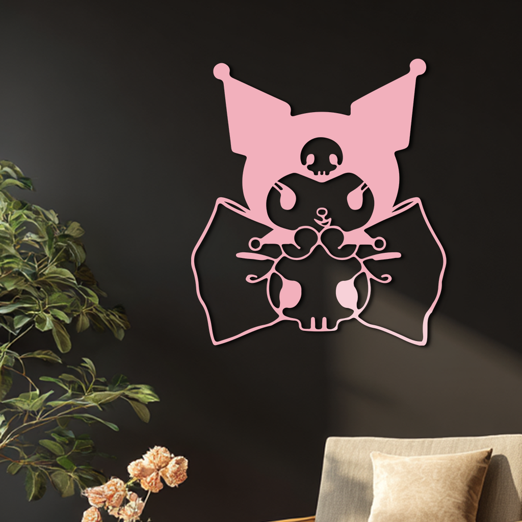 Kuromi Character Silhouette – Pink Metal Wall Art - KAFGP168 - Tampa Home & Garden Store