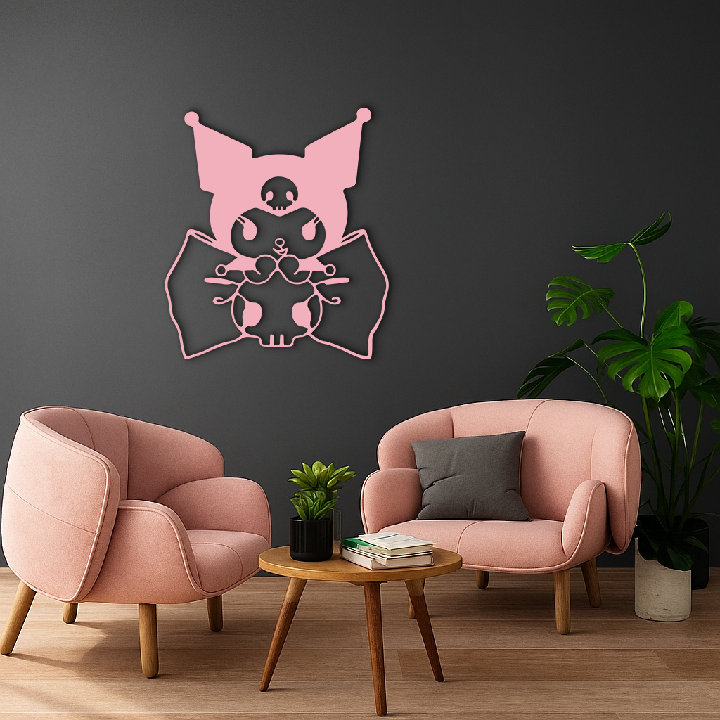 Kuromi Character Silhouette – Pink Metal Wall Art - KAFGP168 - Tampa Home & Garden Store
